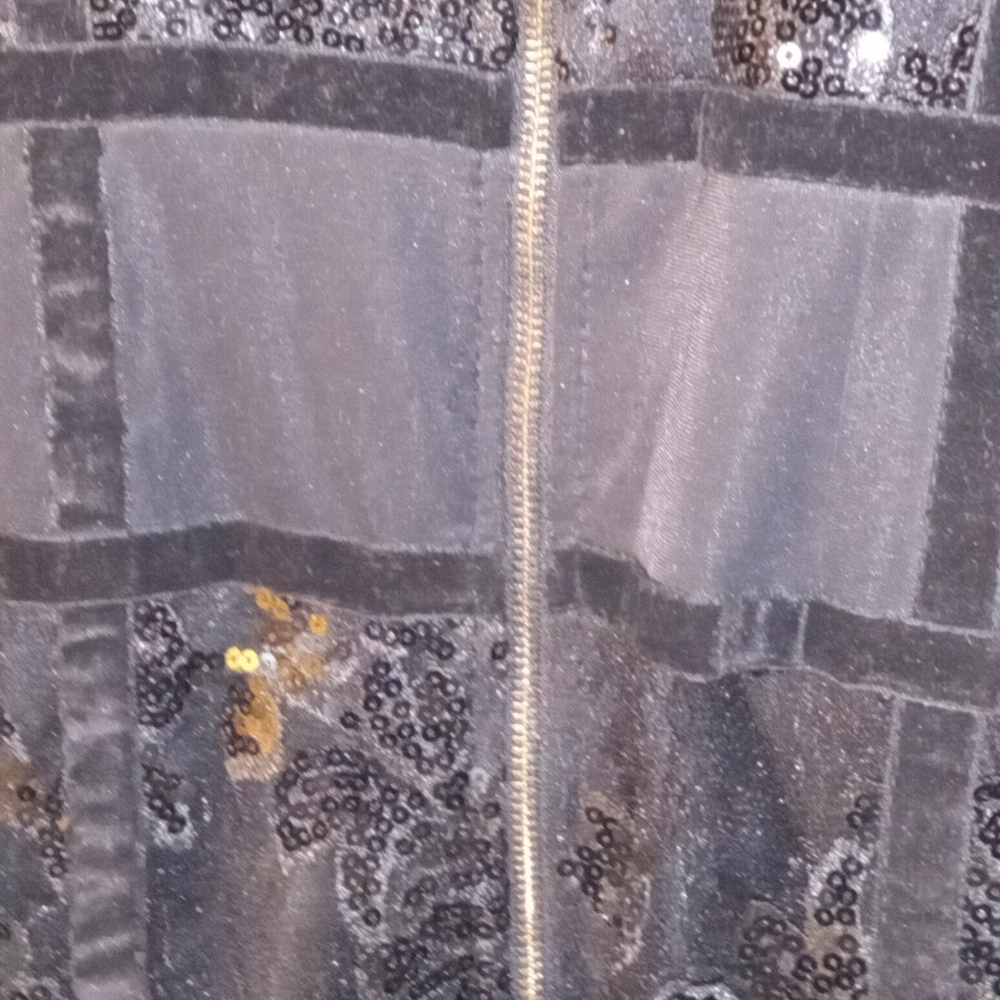 Vintage Xtaran dress mesh,velvet, sequins w/ lace.corset waist classy sheek XL - Picture 8 of 14